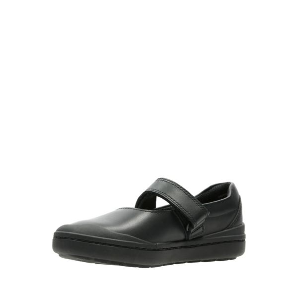 Clarks Girls Rock Spark Kid School Shoes Black | CA-7064913